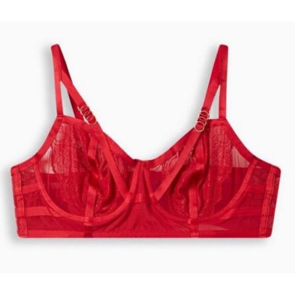 TORRID  Curve STRAPS AND LACE UNDERWIRE RED BRA - Picture 2 of 6